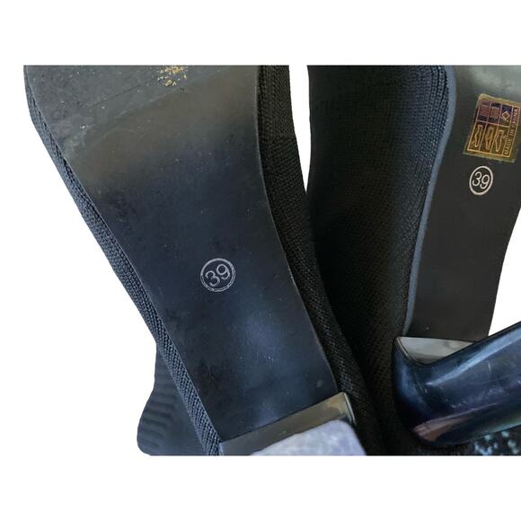 SHEIN Womens Size US 8 EU 39 Black Pointed Toe Knitted High Heel Shoes Boots - Picture 6 of 8